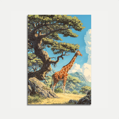 Póster de la majestuosa jirafa de la sabana