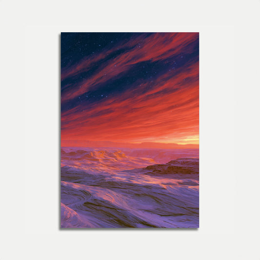 Cosmic Sunset Desert Landscape Poster