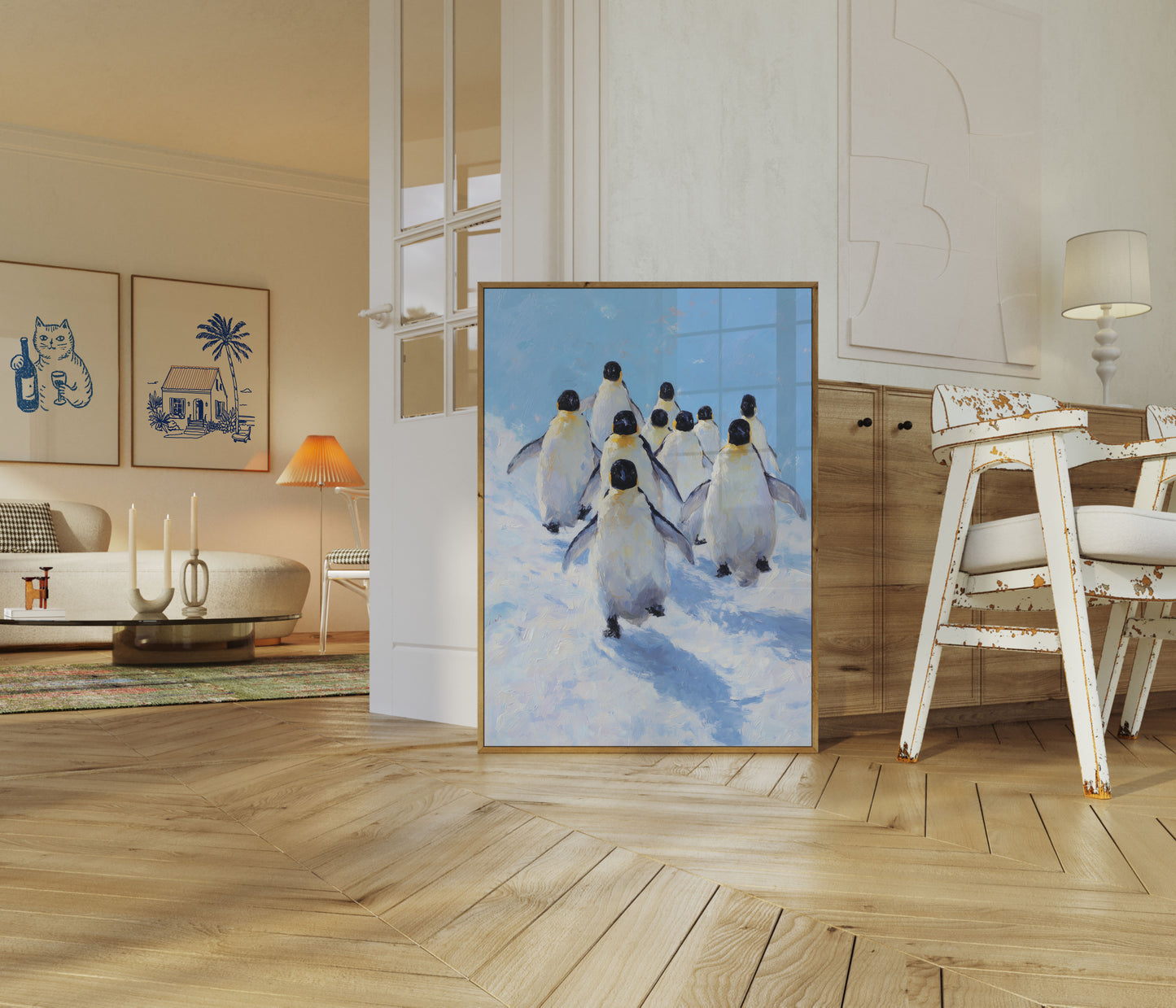 Affiche de Manchots Empereurs Marchant Ensemble