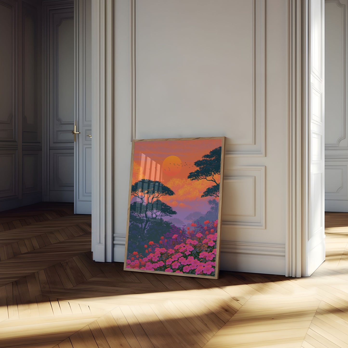 Afrikansk Solnedgang Landskab Plakat