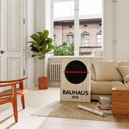Bauhaus Circle Red Line Poster