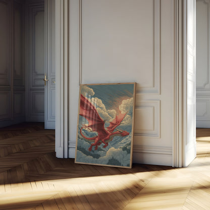 Póster del guerrero del cielo del dragón carmesí