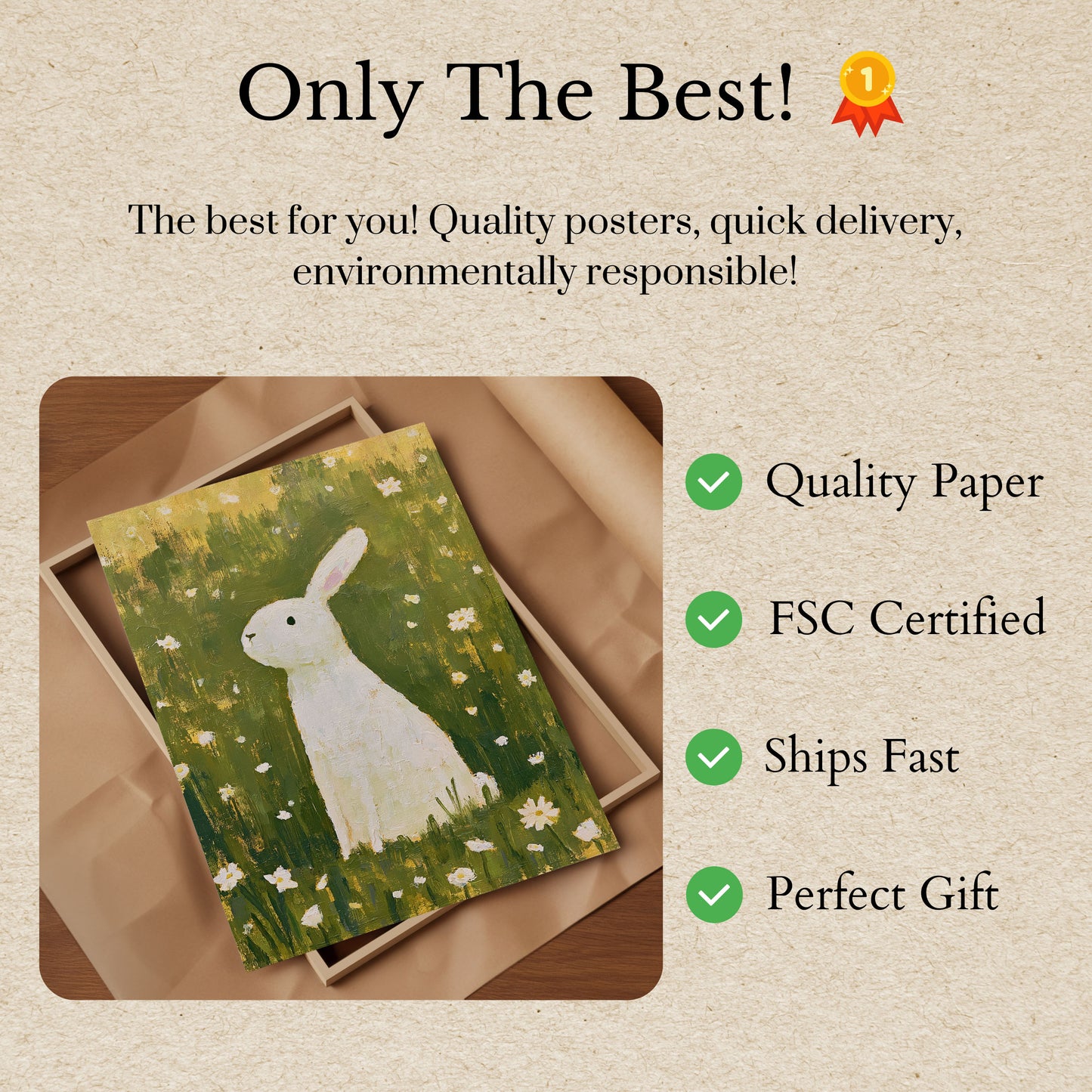 White Rabbit in Daisy Field Poster