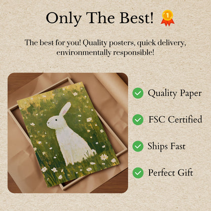 White Rabbit in Daisy Field Poster
