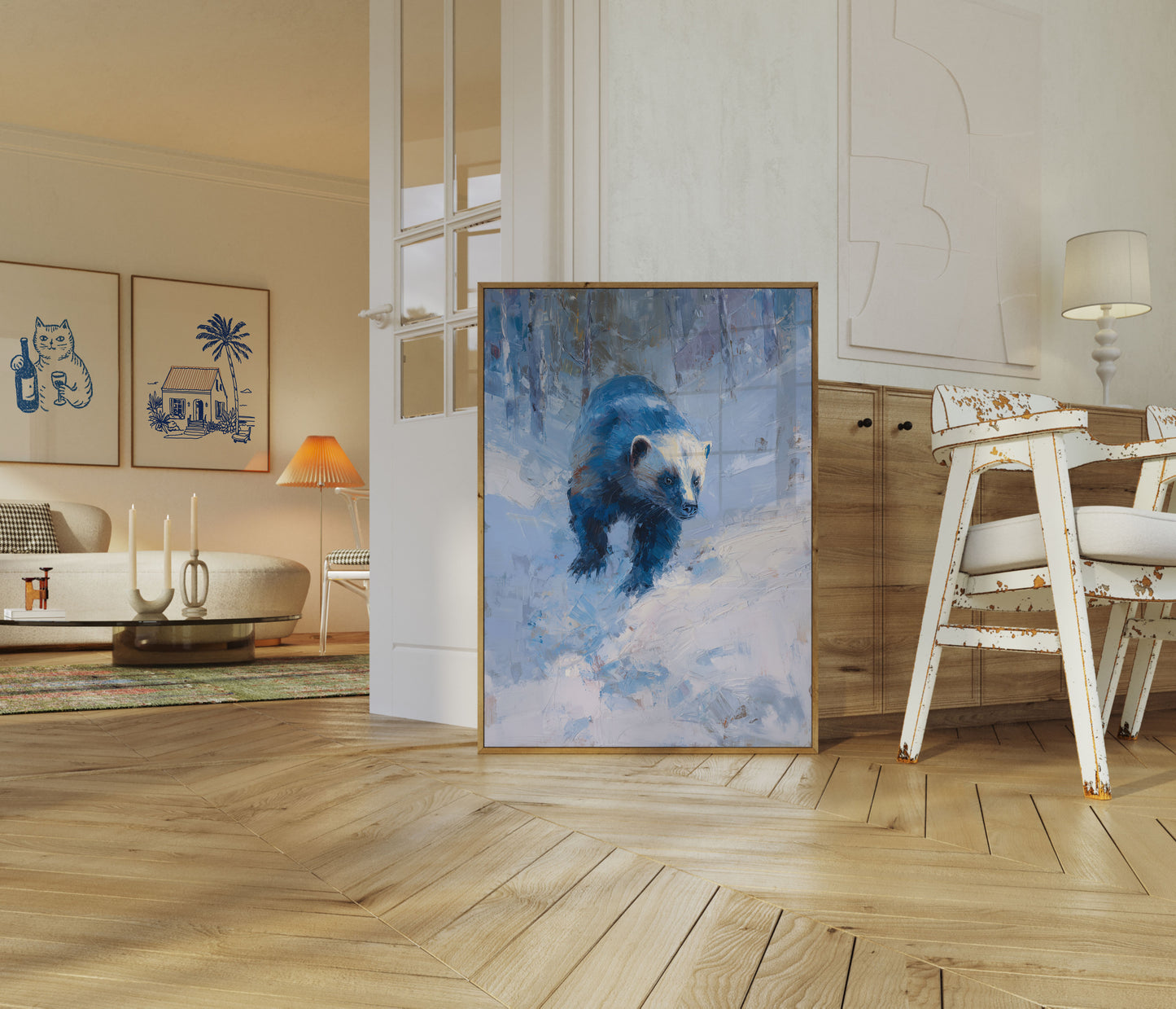 Blue Bear in Winter Poster