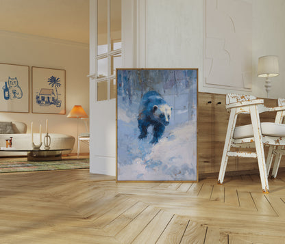 Blue Bear in Winter Poster