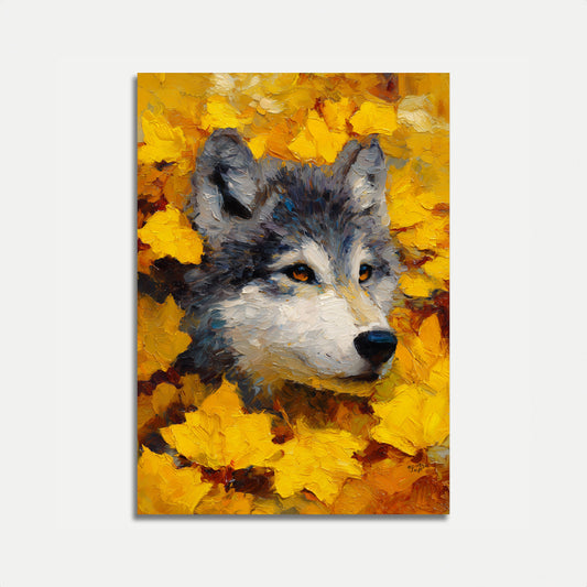 Affiche Husky dans les Fleurs d'Or