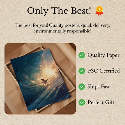 Golden Wave Surf Poster