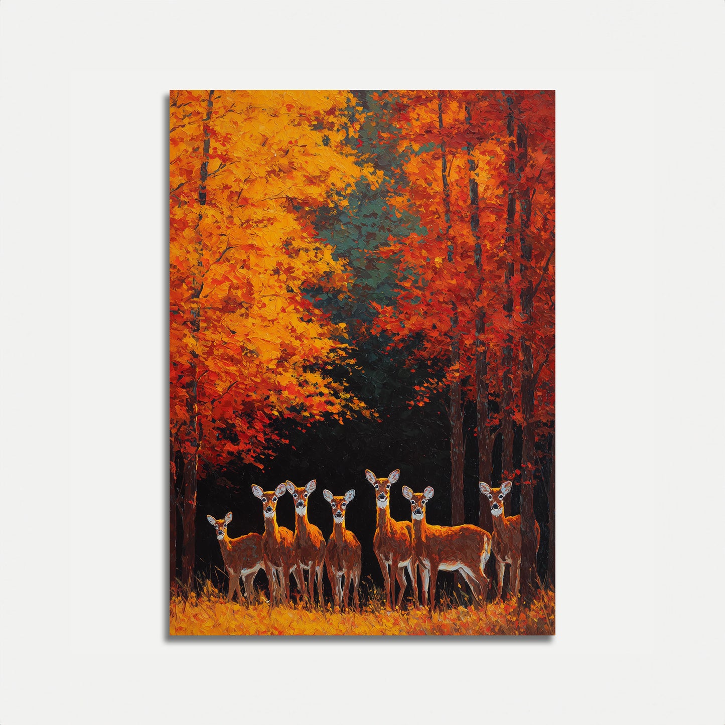 Deer Herd in Autumn Forest Poster