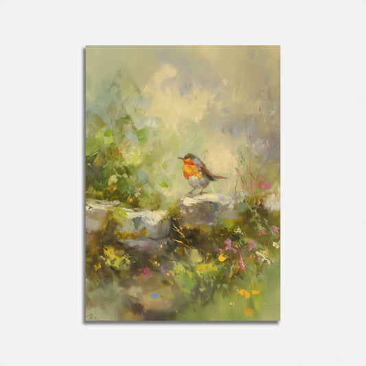 Affiche Robin dans les Fleurs du Jardin