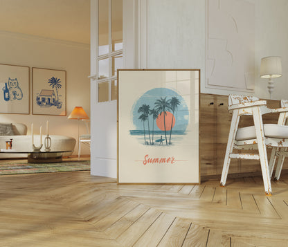 Summer Surfing Palm Beach Poster