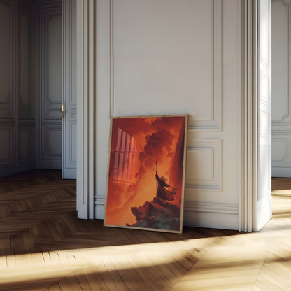 Krijger in Inferno Vlammen Poster