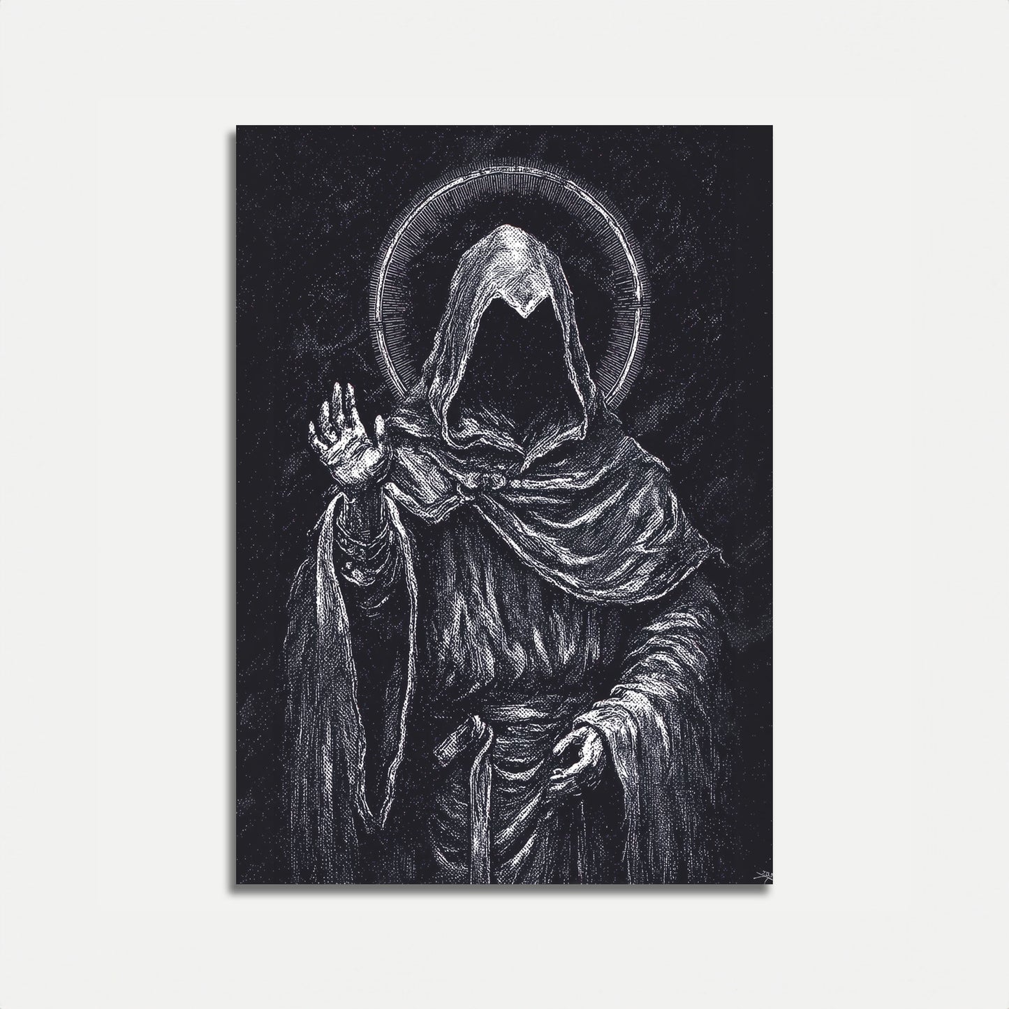 Póster de Santo con Capucha y Halo