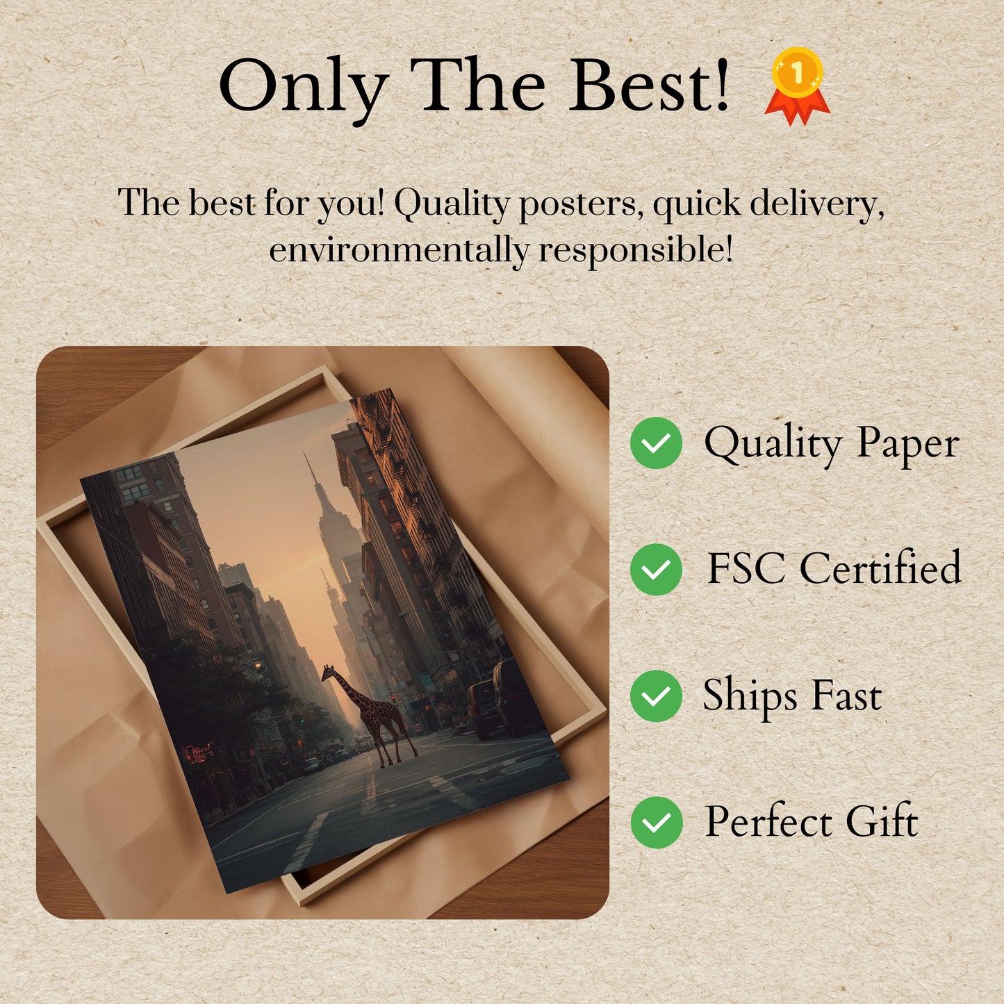 Póster de jirafa en la jungla urbana