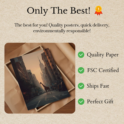 Póster de jirafa en la jungla urbana