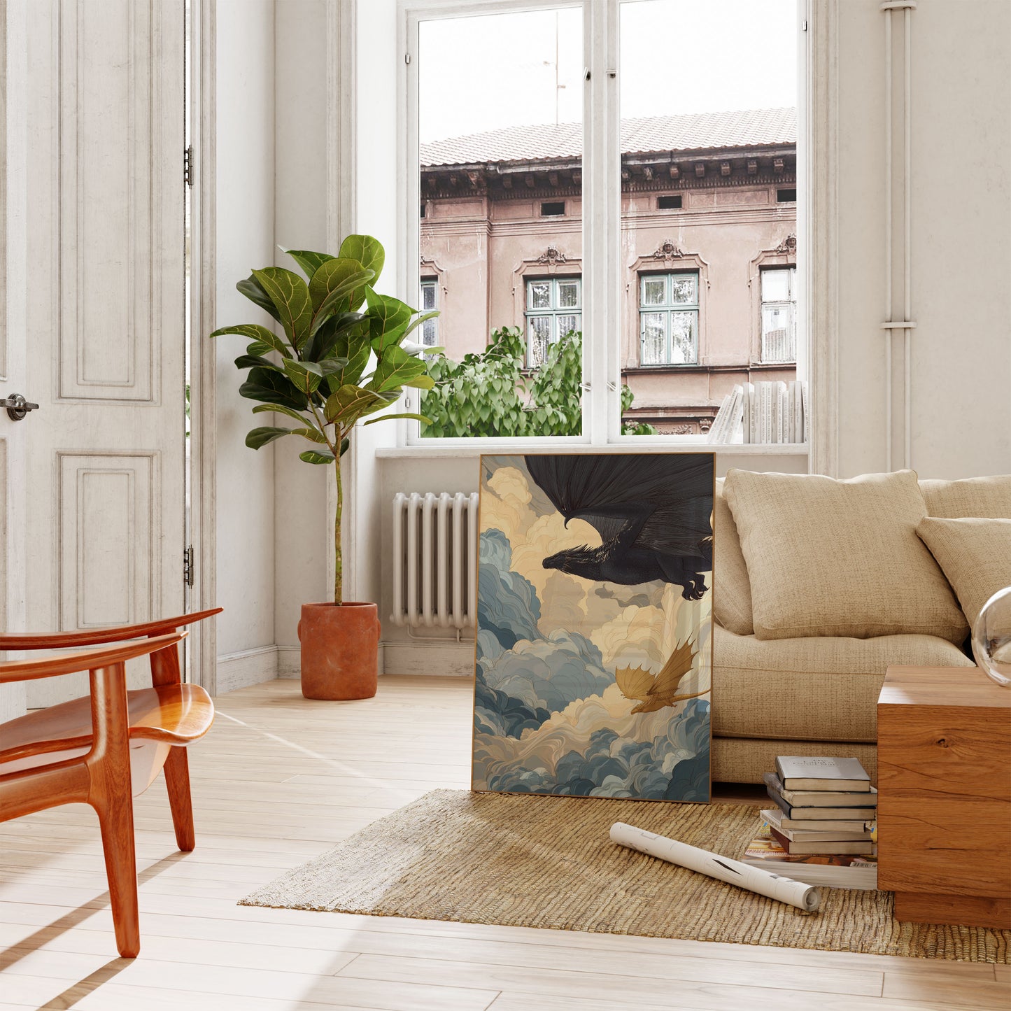 Dragons in Cloudy Skies Poster