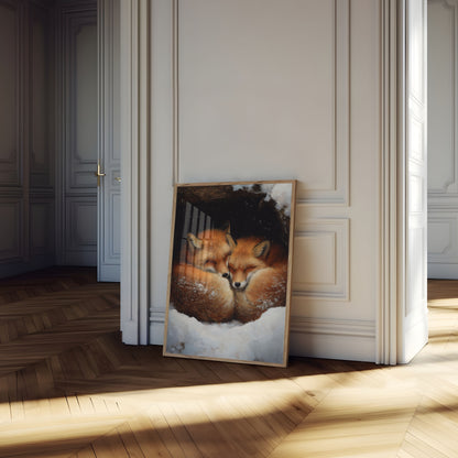 Poster di Volpi che si Coccolan nella Neve
