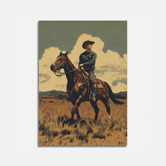 Lone Rider Western Horizon Poster