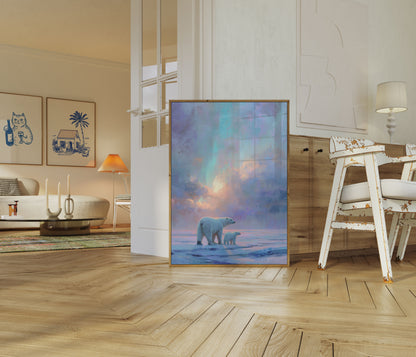Polar Bear Mother and Cub Poster