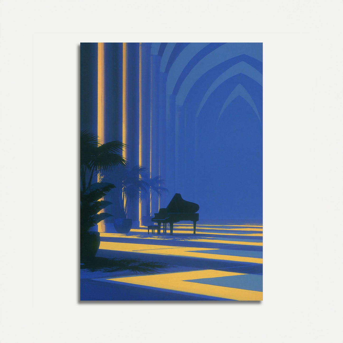 Pôster de Arquitetura de Catedral com Piano de Cauda