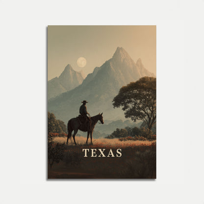 Póster de paisaje texano de vaquero solitario