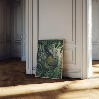 Póster del dinosaurio guardián de la jungla