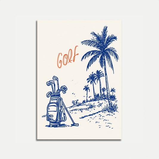 Affiche de terrain de golf tropical