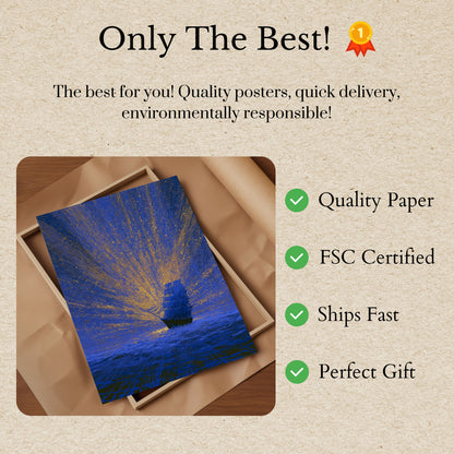 Golden Fishing Net Ocean Poster