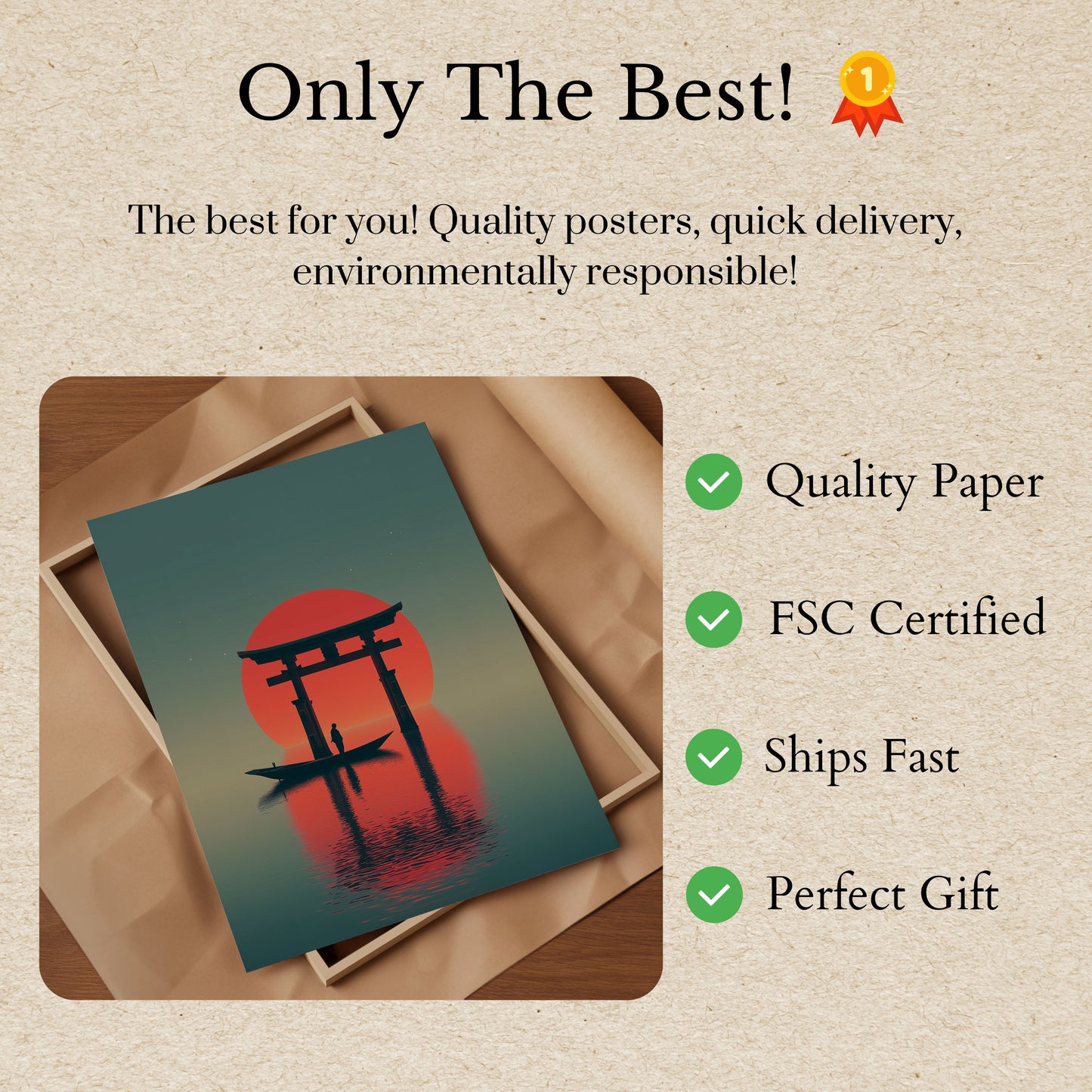 Klidný japonský torii západ slunce plakát