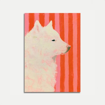 White Wolf Striped Background Poster