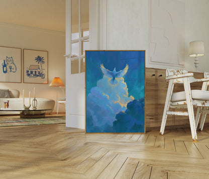 Hemelse Blauwe Vogel Opstijgend Poster