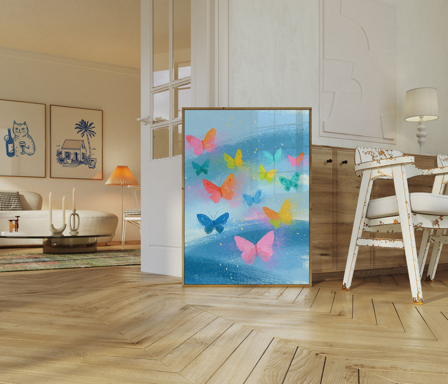 Colorful Butterflies in Flight Poster