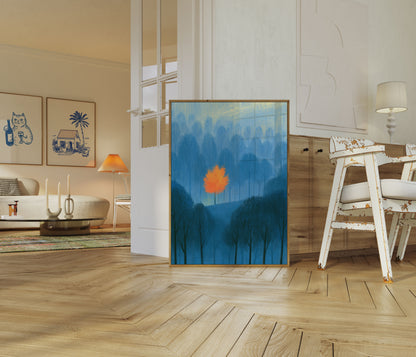 Solitary Orange Tree Forest Poster