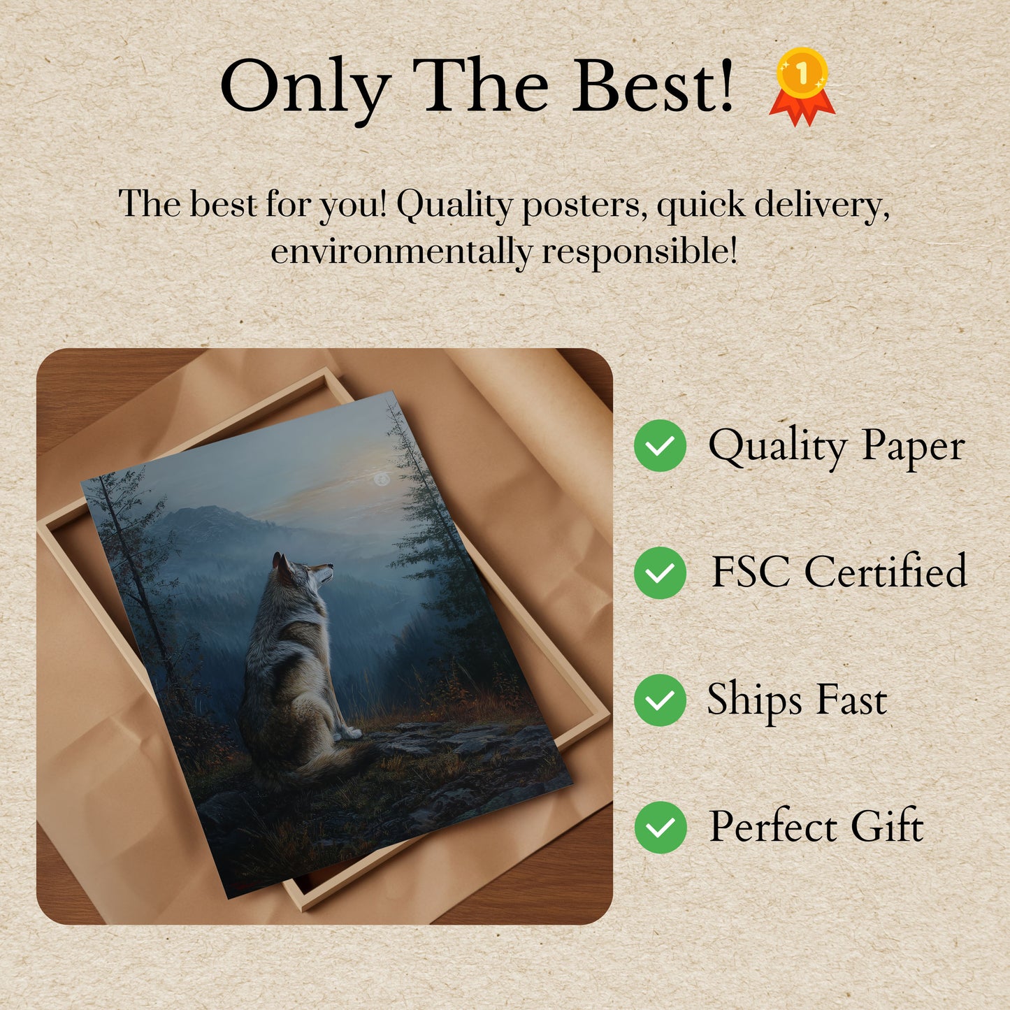 Moonlit Wolf Mountain Poster