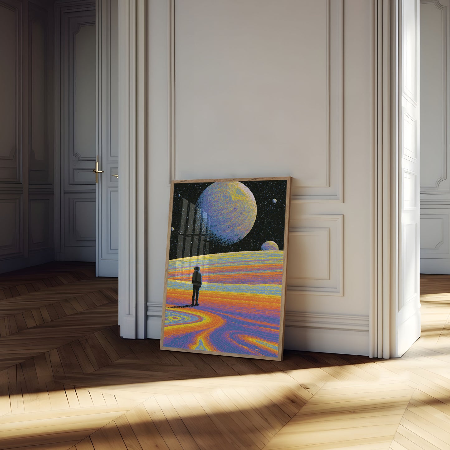 Astronaut Gazing at Alien Worlds Poster