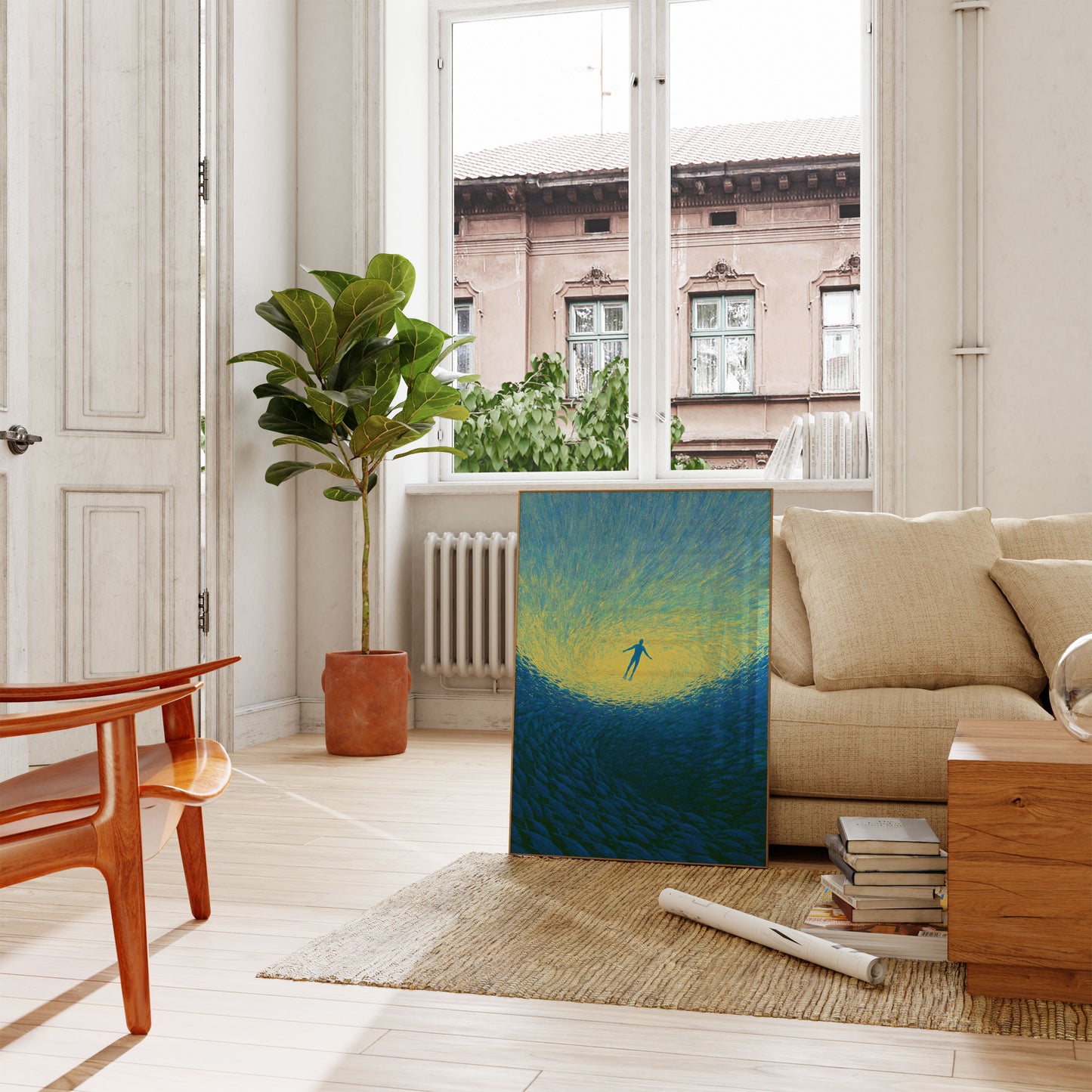 Swimmer Rising to Light Poster