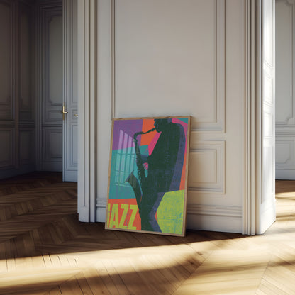 Jazzsaksofonist pop-kunst plakat