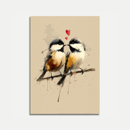 Lovely Lovebirds Watercolor Poster