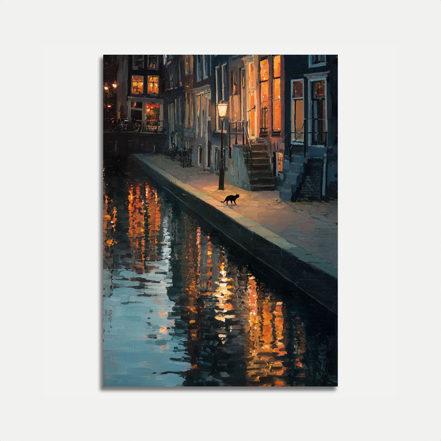 Póster de Gato Cruzando el Canal de Ámsterdam