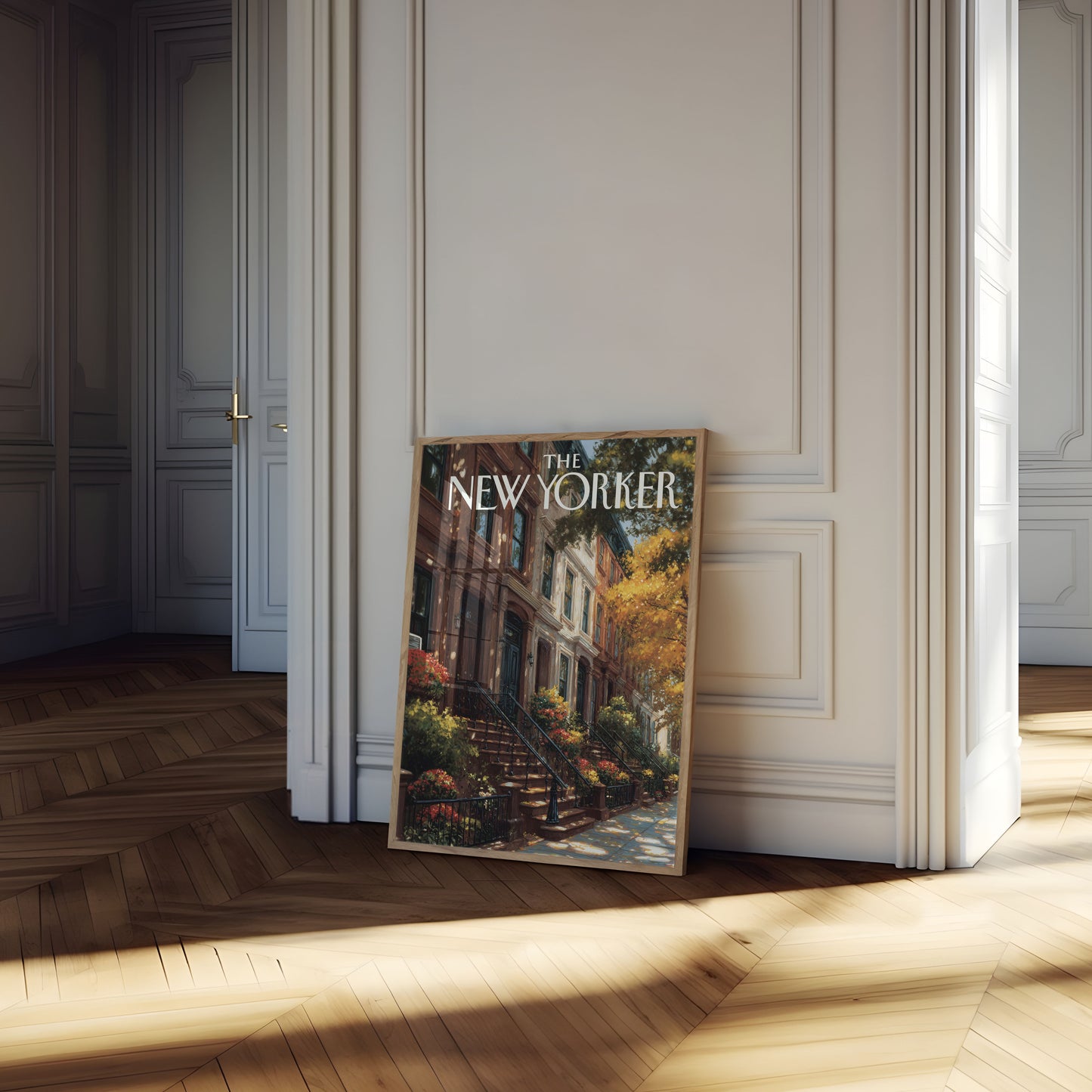 Autumn Brownstone New York Poster