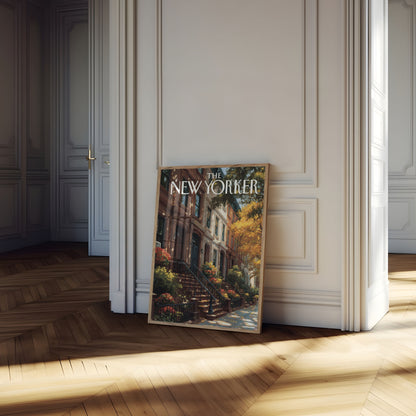 Autumn Brownstone New York Poster