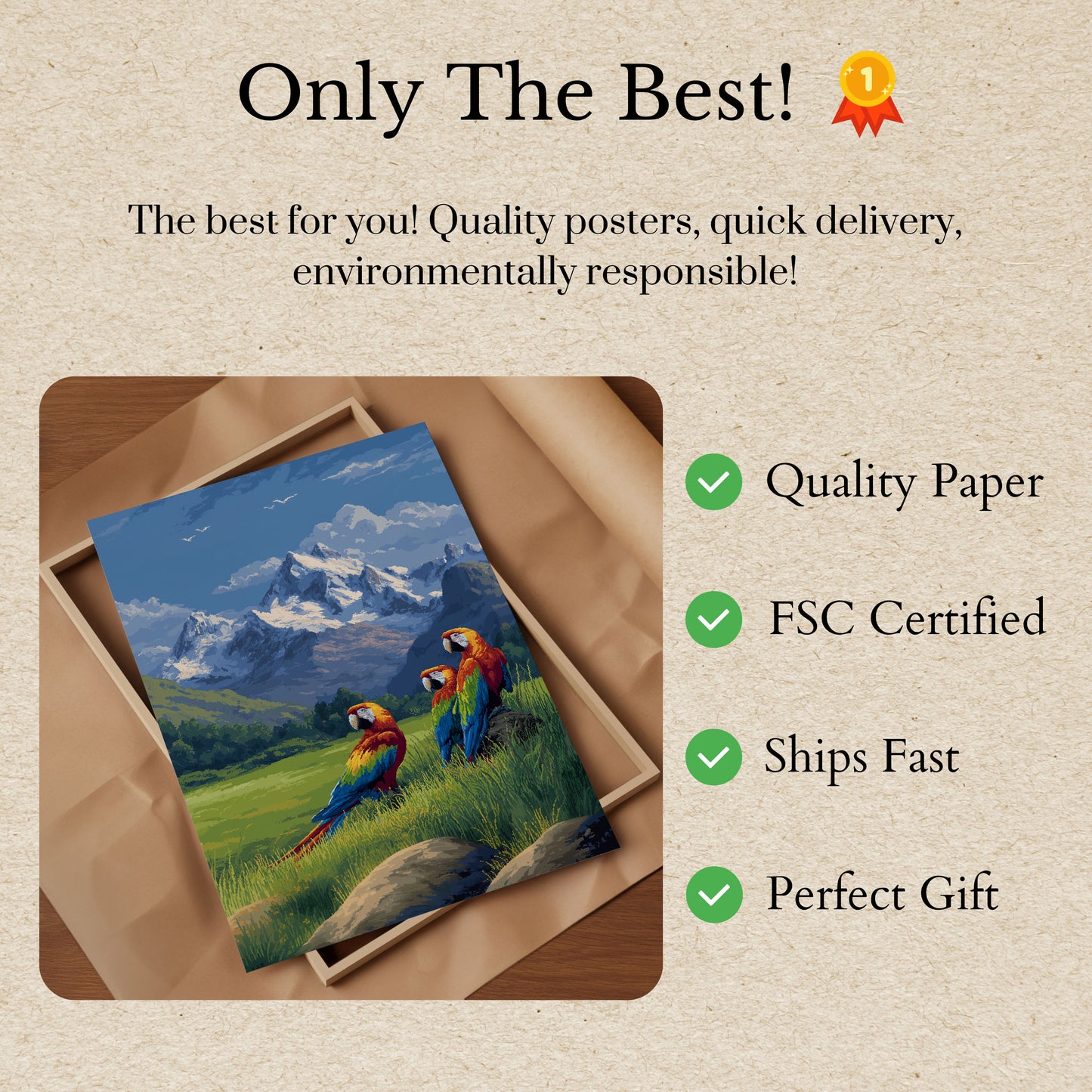 Affiche de Perroquets Aras en Prairie Alpine