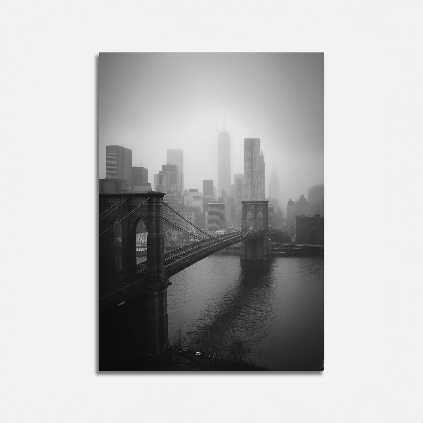 Misty Manhattan Bridge Poster