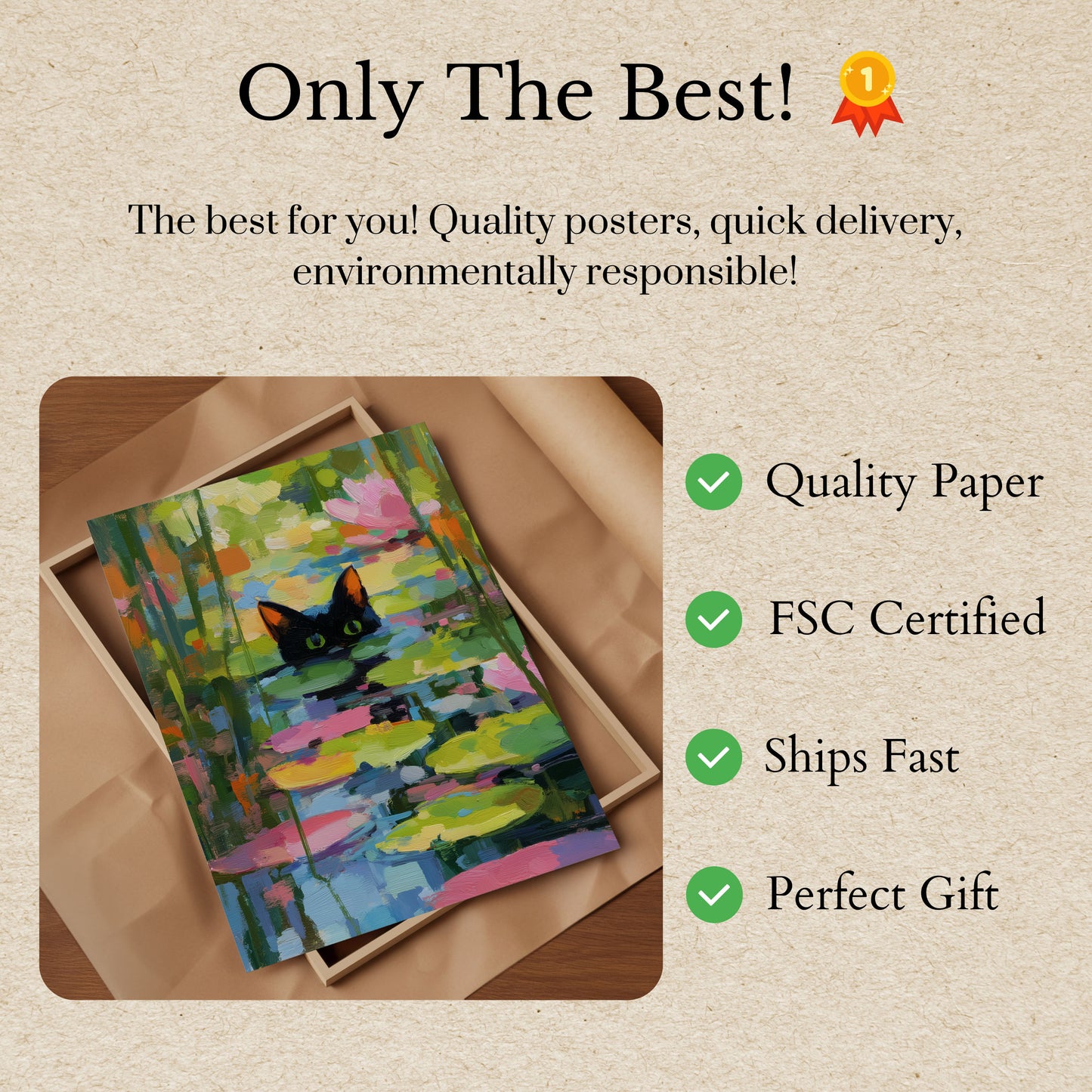 Affiche Chat Noir dans l'Étang aux Lys