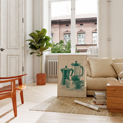 Morning Coffee Brewing Poster