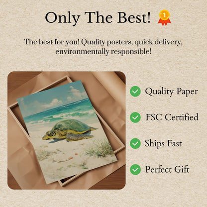 Peaceful Sea Turtle Beach Poster