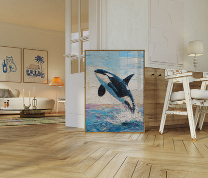 Leaping Orca Ocean Art Poster