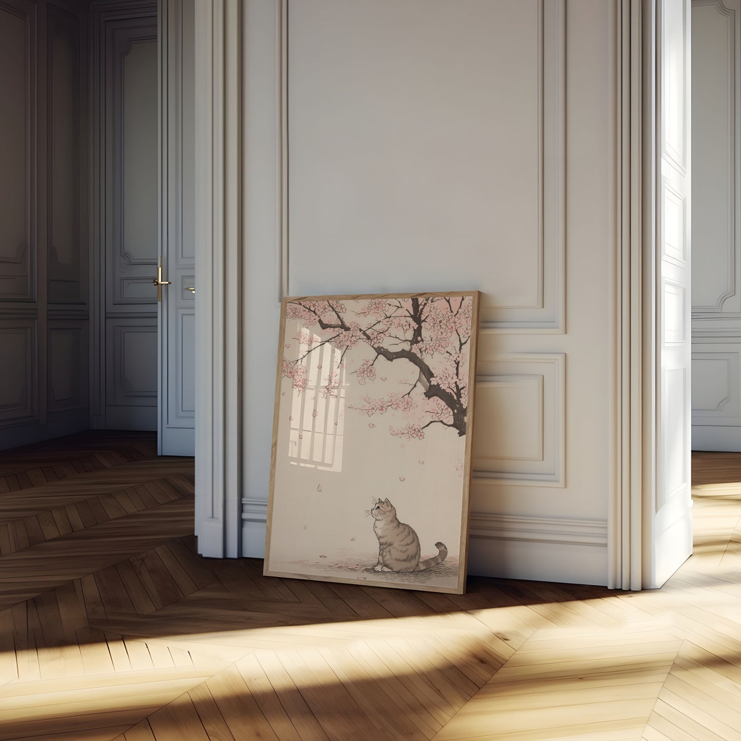 Cherry Blossom Dreamer Cat Poster