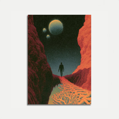 Solitary Explorer in Alien Canyon Poster