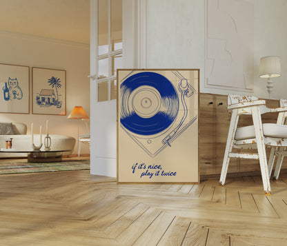 Vintage Vinyl Turntable Music Poster